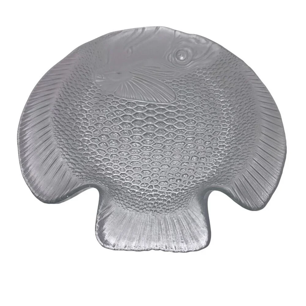 Vintage Arcoroc Embossed Glass Fish Platter | 15.5” Serving Tray | France